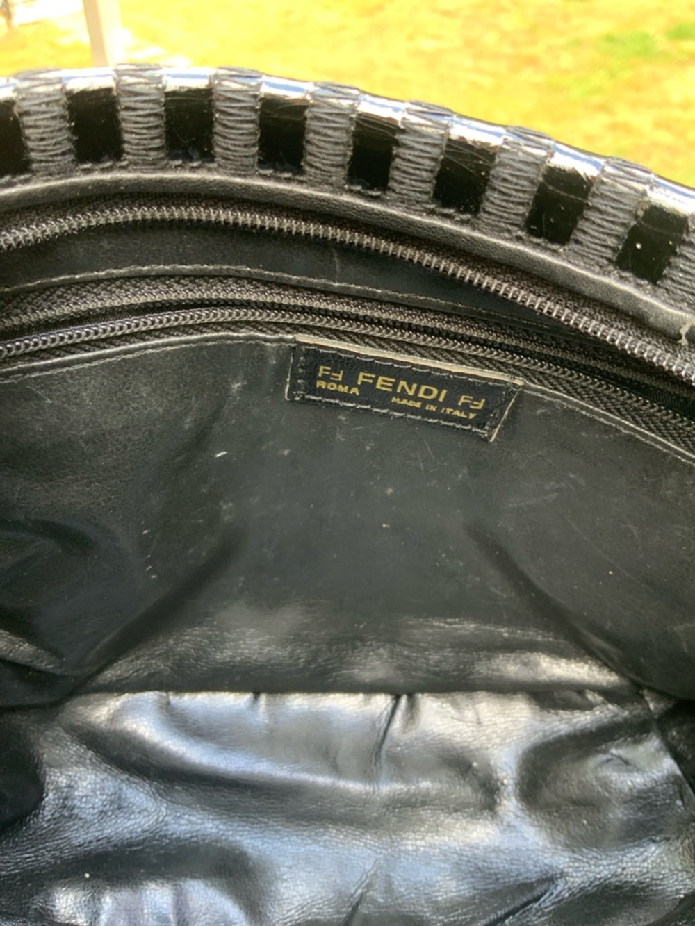 Fendi Rare Black VTG Leather Zippered Clutch with Logo Patch, COA and dust bag - Picture 14 of 16